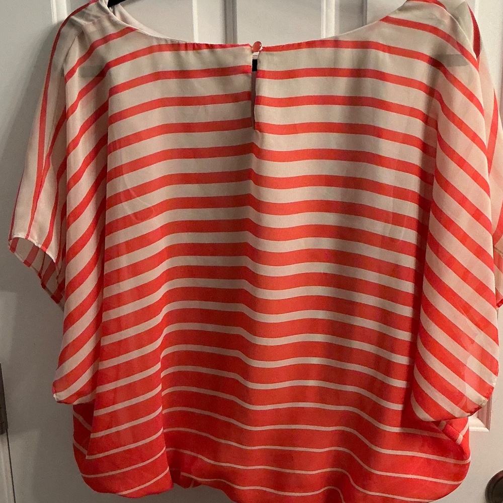 BCX women’s orange and beige cropped blouse attached lining size M - Picture 3 of 7